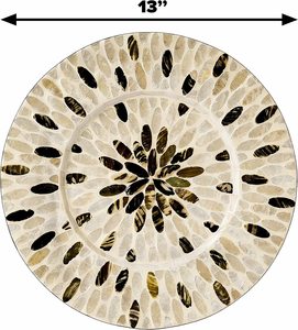 Incrustation de nacre florale, assiette à dîner, assiettes d'exposition décoratives en nacre pour plateau à dîner, support à gâteau, cadeaux Eid - Product Image 3