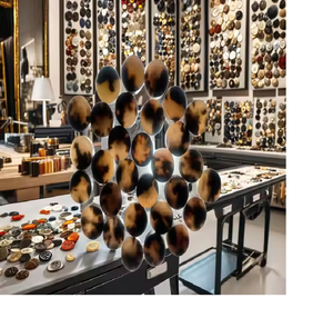 Boutons à tige 2 trous en corne de buffle de boeuf naturel blancs et noirs avec paillettes pour costume manteau pull accessoires de mode - Product Image 2