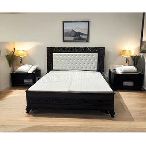 Lit Queen Size Style Européen avec Tables de Chevet Lit en Bois de Teck Design Moderne avec Tables d'Appoint Nouveau Design Ensemble de Chambre à Coucher en Bois de Teck - Product Image 1