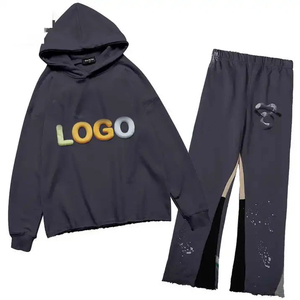 New Men Customized <b>Distressed</b> Pullover Tracksuit 100% Cotton French Terry Clothing Manufacture Factory Direct Supply Custom Logo - Product Image 2