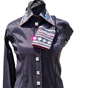 Chemise de spectacle de plaisir western rétro personnalisée pour les femmes Chemise de rail rétro personnalisée Rodeo Queen Horse Riding Wear Retro - Product Image 1