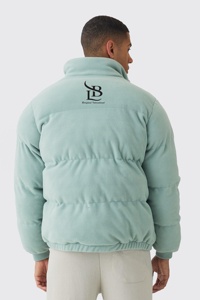 Nouvelle arrivée, veste matelassée à col cheminée en polaire, couleur sauge, coupe-vent, chaude, pour l'hiver, de haute qualité, pour homme, avec poches - Product Image 2