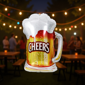 Ballon en forme de chopes de bière en aluminium 72 cm, design « Cheers », décoration de fête - Product Image 3
