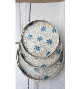 Bandejas para servir de nácar, bandeja de nácar, decoración para el hogar, venta al por mayor, incrustaciones de nácar, hecho a mano moderno en Vietnam - Product Image 1