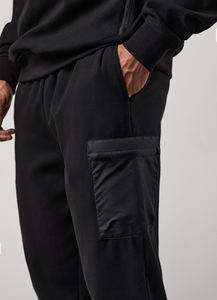 Men's Vintage Mid Black Cotton Sweatpants Elastic Waist Multiple Pockets Casual Joggers Autumn Wear Custom Made - Product Image 6