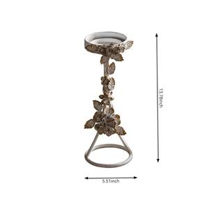 Porte-bougie en bois et en métal, design floral avec support à poignée blanche, pour la décoration de la maison, présentoir de table, organisation de fête, en provenance d'Inde - Product Image 3