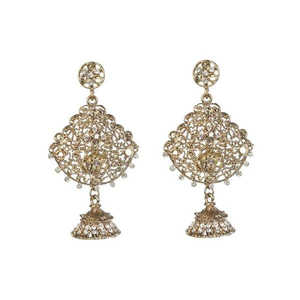 Boucles d'oreilles pendantes Kriaa Fashion blanches en alliage de zinc plaqué or avec pierre autrichienne 1302445 pour femmes - Product Image 1