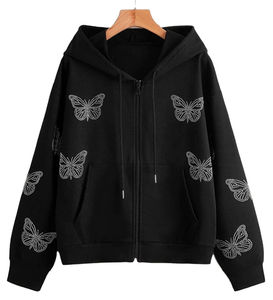 เสื้อฮู้ดขนแกะสวมหัวมีฮู้ดติดพลอยเทียมทั้งชิ้นพร้อมงานศิลปะคริสตัลแวววาวเหมาะสำหรับแฟชั่นฤดูหนาวและสั่งซื้อจำนวนมาก - Product Image 1