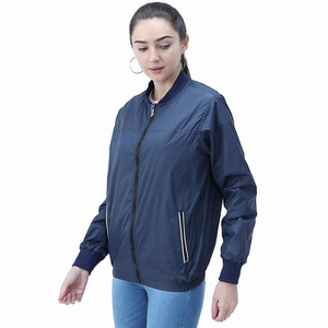 Chaqueta Bomber Casual de Invierno para Mujer, Manga Larga, Forro de Nailon Transpirable, Tela Estampada, Cierre de Cremallera, Algodón Teñido Liso - Product Image 3