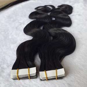 Body wave naturel noir vietnamien 10a 12a grade 100% vierge rem hair non traité avec ruban adhésif pour extension de cheveux, prix d'usine - Product Image 2