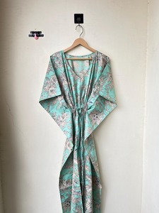 Caftan indien en coton à fleurs Robe Maxi Casual Long Beach Coverup Vêtements de nuit Bikini Wear pour maman Taille naturelle - Product Image 6