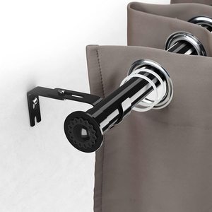 Tringle à rideau en métal noir classique, double avec 3 supports, perche de douche, accessoires de décoration, tringles à rideau simple et double fenêtre - Product Image 6