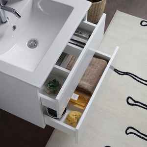 Baltimora Lamp-Mirrored Wall-Hung <b>Bathroom</b> <b>Cabinet</b> 60cm Sink & Glossy White Drawers Modern Sets - Product Image 4