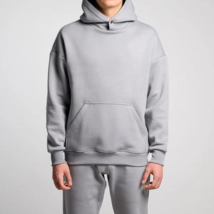 Luxe nouveau confortable coton mélangé élastique poignets à capuche pour hommes nouveau décontracté coupe pull respirant mi-poids à capuche - Product Image 1