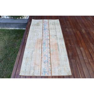 3x6.3 ft Rug, Vintage Turkish Rug, <b>Brown</b> <b>Wool</b> Rug - Product Image 1