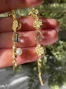 สร้อยข้อมือพลอยทัวร์มาลีนไข่มุกบุษราคัมแฟนซี925เงินสเตอร์ลิง14K ชุบทองทำด้วยมือสุดหรูของขวัญเครื่องประดับ - Product Image 4