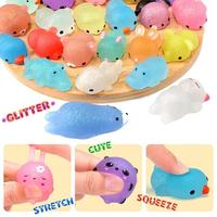 Vente en Gros Nouveau Design Divers Beau Mochi Doux et Mignon Squishy Jouet Animal Avec Paillettes