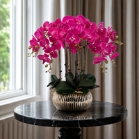 Orchidées artificielles en polyuréthane, fleurs artificielles Phalaenopsis de 63 cm avec vase de luxe, fleurs artificielles modernes en pot