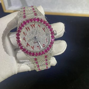 Montre mécanique unisexe en acier inoxydable avec moissanite glacée, mouvement MIYOTA, cadran en verre analogique, style hip-hop, antique, haute qualité - Product Image 3