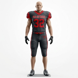 Custom Charcoal Red American Football Jersey <b>Padded</b> <b>Pants</b> Team Uniform Number 32 OEM ODM Wholesale Sportswear - Product Image 1