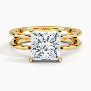 Tendance certifié 1ct princesse coupe laboratoire cultivé diamant 14K or massif fiançailles Double bande anneaux bijoux pour femmes cadeau - Product Image 1