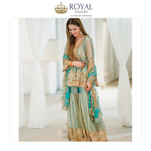 Suministro al por Mayor de Ropa de Estilo Indio, el Mejor Traje Sharara de Seda Fandy Pesada con Bordado de Lentejuelas Zari para Fiestas, en Venta - Product Image 5