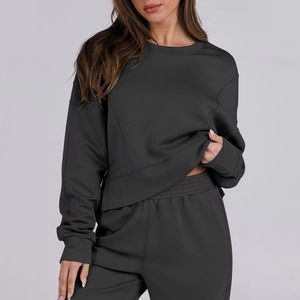 Vêtements de fête haut court porter des vêtements d'extérieur droits manches longues femmes Top Quality100 % coton caractéristiques poids lourd nouveauté personnalisée - Product Image 1