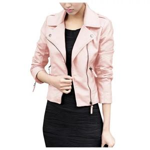 Chaqueta de cuero con cremallera de diseñador personalizable para mujer, nuevo cuello vuelto con característica transpirable e impermeable - Product Image 1