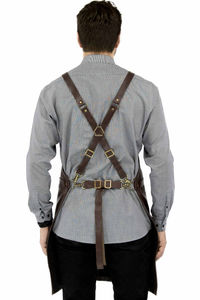 Delantal de tienda de trabajo de cuero auténtico de piel de vaca con bolsillos para herramientas resistente al calor y al fuego duradero delantal de soldadura resistente para hombres y mujeres - Product Image 4