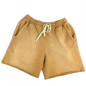 Top vente meilleur prix de gros conception personnalisée 100% français éponge tenue décontracté taille adulte hommes lavage à l'acide court avec couleur personnalisée - Product Image 6