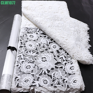 Tessuto in Pizzo Bianco di Lusso Traforato, Ricamo GUIPURE Idrosolubile in Poliestere/Cotone, per Abiti da Sposa/Festa Africani - Product Image 4