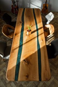 โต๊ะเรซินอีพ็อกซี่ทรงกลมทำด้วยมือด้านล่างสำหรับห้องรับประทานอาหารเฟอร์นิเจอร์โต๊ะแม่น้ำและไม้เรซิ่นสำหรับบ้านสำนักงาน - Product Image 3