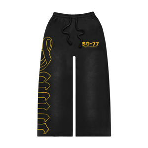 Pantalones Deportivos de Felpa de Algodón para Hombre, Nuevos, al por Mayor, Personalizables, Estilo Desgastado, Acampanados - Product Image 6