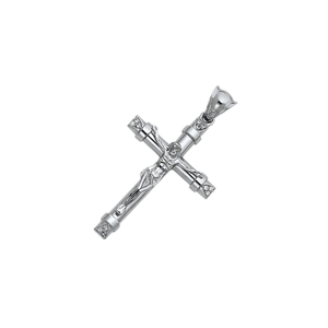 Colgante de Cruz de Crucifijo Católico Religioso Chapado en Plata de 14K para Niños con Acentos de Zirconia Cúbica CZ - Product Image 2