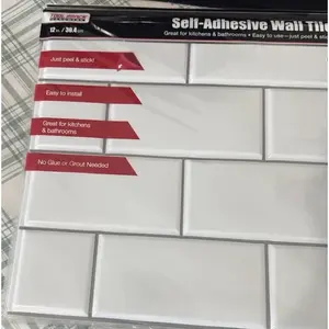 6 paquets de bricolage de 12 po. Carreaux muraux auto-adhésifs blancs Nouveaux carreaux de quincaillerie d'établi d'outils - Product Image 1