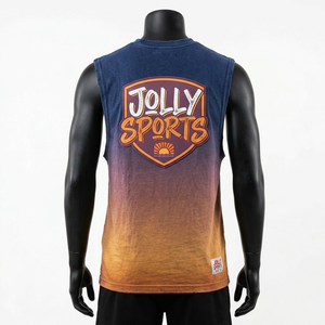 เสื้อยืดแขนกุด พรีเมียมคอตตอนเจอร์ซีย์ สีส้ม ลายกราฟิก ระบายอากาศได้ดี สกรีนโลโก้ได้ ผลิตจากผ้าฝ้าย 100% สำหรับผู้ชาย ทรงหลวม พิมพ์ลาย - Product Image 2