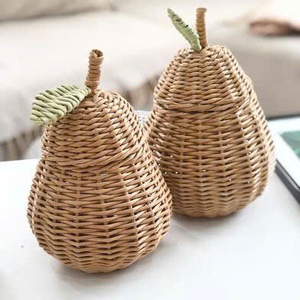 Linda mini cesta decorativa de ratán hecha a mano tejida adorable forma decoración del hogar - Product Image 3