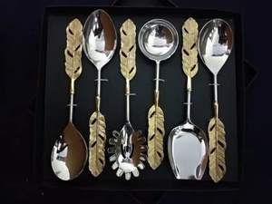 Cuillère de service en laiton la plus vendue Restaurant de luxe et café Dessert Design fabriqué en Inde pour les fêtes - Product Image 3