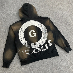 เสื้อมีฮู้ดสำหรับผู้ชายเสื้อมีฮู้ดผ้าฟลีซสีไล่ระดับสีสำหรับผู้ชายลายพ่นสีแนวสตรีทฮิปฮอป - Product Image 2