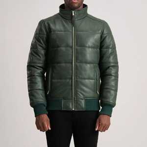 Warm Leather Puffer <b>Jacket</b> <b>For</b> <b>Men</b> Quilted Outerwear Soft Texture Fashion Design Winter Comfortable Fit - Product Image 1