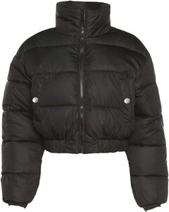 Chaqueta acolchada recortada para mujer, abrigos, abrigos de invierno con logotipo personalizado, cuello levantado, impermeable - Product Image 1