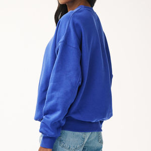 Sudadera para mujer con logotipo bordado personalizado 100% algodón polar cuello redondo de gran tamaño color sólido peso pesado estilo callejero - Product Image 2