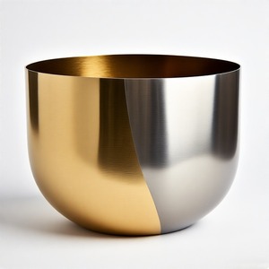 Maceta de metal rústica y pulida de dos tonos que aporta naturaleza al interior con un toque de encanto artístico industrial - Product Image 1