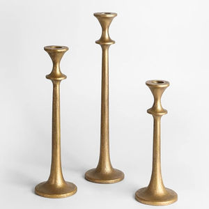 Ensemble de 3 bougeoirs coniques vintage en or, bougeoirs en métal, bougeoirs décoratifs antiques pour mariage et décoration de la maison - Product Image 6