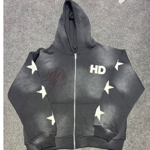 เสื้อมีฮู้ดผ้าซักกรดมีซิปมีฮู้ดสำหรับผู้ชายเสื้อฮู้ดแบบหนา460 GSM เสื้อฮู้ดไซส์ใหญ่พิเศษ - Product Image 1