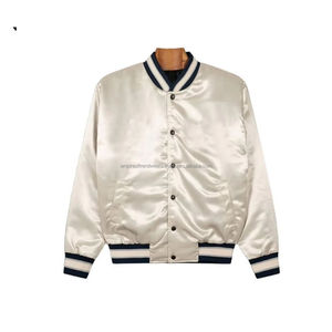 Veste bomber classique en satin d'hiver pour homme, veste de baseball brillante, vêtement d'extérieur décontracté, coupe ample - Product Image 6