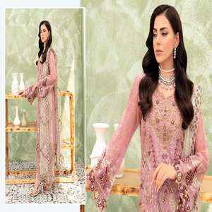 Ramsha Collection Women's Organza Salwar Kameez with Heavy Embroidery for Indian <b>Pakistani</b> Wedding <b>Dresses</b> and Parties - Product Image 4
