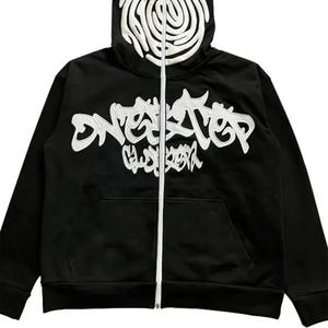 Sweat à capuche personnalisé à imprimé bouffant avec logo Pull surdimensionné à épaules délavées Sweats à capuche pour hommes - Product Image 2