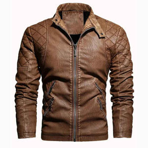 Chaqueta de motorista de cuero genuino para hombre más vendida 2025, chaquetas de motocicleta de piel de cordero desgastadas marrón Vintage negro para hombre - Product Image 1