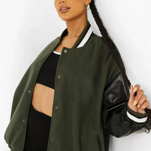 แจ็คเก็ตหนังสำหรับผู้หญิงเสื้อแจ็กเก็ตทีมตัวแทนแขนเสื้อปักโลโก้ได้ตามต้องการ - Product Image 6